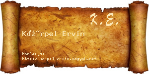 Körpel Ervin névjegykártya